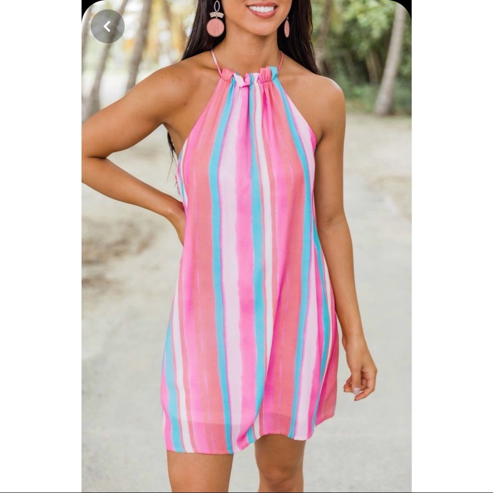 You Should Be Mine Coral Striped Dress - Small
